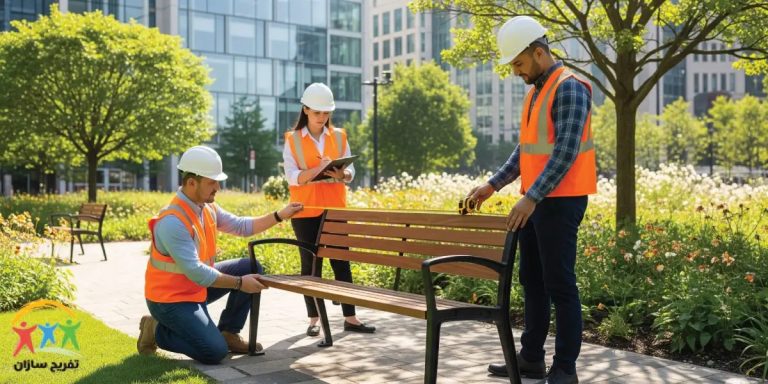 ابعاد استاندارد نیمکت پارکی